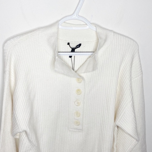 Marissa Webb Arie ribbed cashmere blend Henley sweater in cream size S - Picture 5 of 14